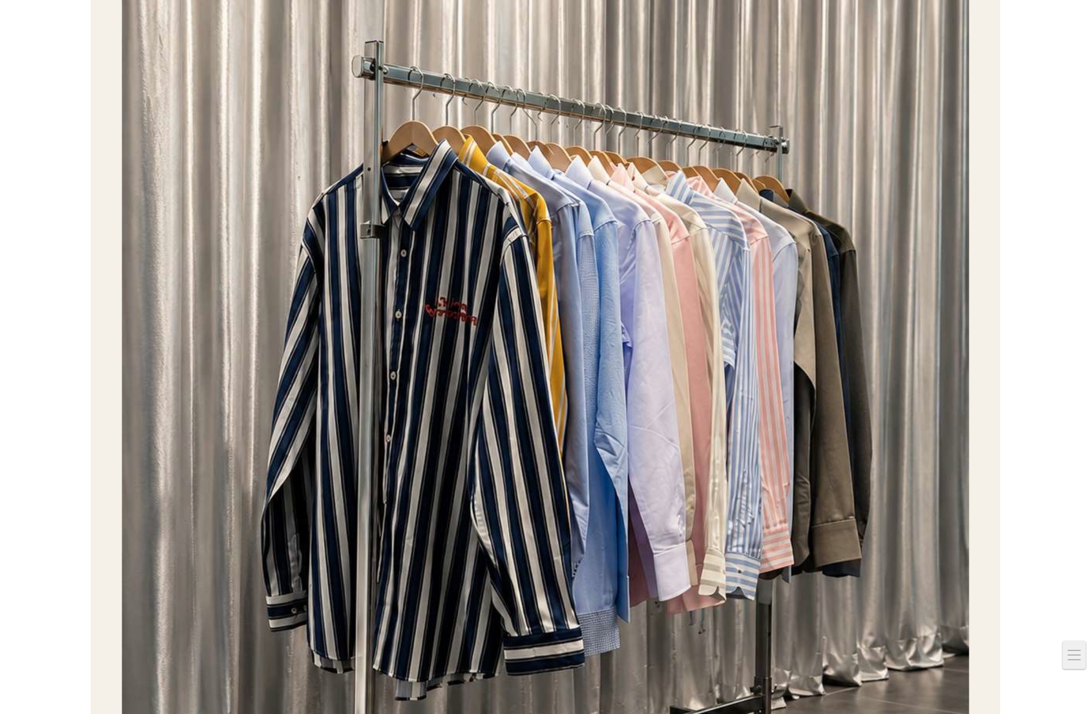 Menswear shirts on hangers